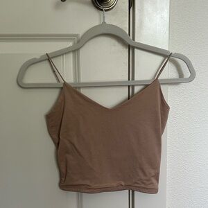 Windsor cropped tank top in tan color